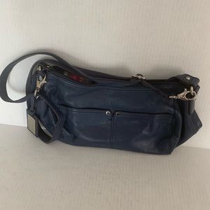 Tignanello blue leather shoulder purse